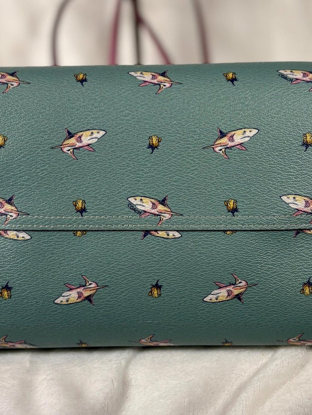 Coach Reversible City Tote with Shark Print, Scarf and Charm - Picture 4 of 12